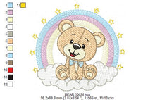 Load image into Gallery viewer, Bear with rainbow embroidery designs - Male Teddy with tie and stars embroidery design machine embroidery pattern - instant download pes jef
