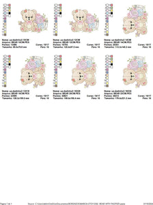 Baby girl Bear with toys embroidery designs - Female Bear with pacifier and flowers embroidery machine embroidery pattern - instant download