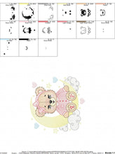 Carica l&#39;immagine nel visualizzatore di Gallery, Girl Bear with pajamas embroidery designs - Moon embroidery design machine embroidery pattern - Female teddy bear - instant download pes jef
