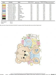 Baby Boy Bear with toys embroidery designs - Male Bear with pacifier embroidery design machine embroidery pattern - instant download pes jef