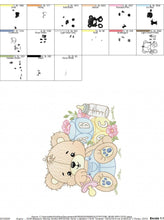 Cargar imagen en el visor de la galería, Baby Boy Bear with toys embroidery designs - Male Bear with pacifier embroidery design machine embroidery pattern - instant download pes jef
