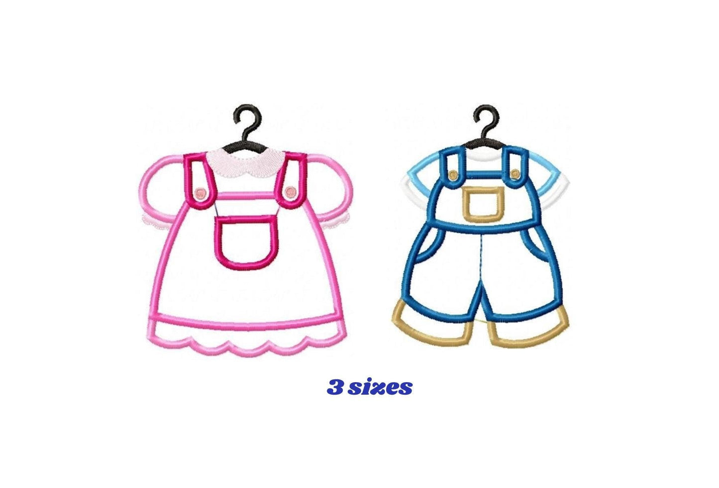 Dress embroidery designs - Children's Clothes with hanger embroidery machine embroidery pattern - Baby Dress applique - instant download pes