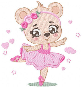 Ballerina Bear embroidery designs - Ballerina with flowers embroidery design machine embroidery pattern - Ballet dancer - Instant download