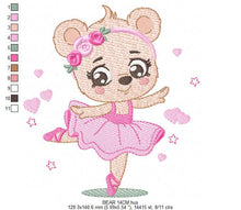 Carica l&#39;immagine nel visualizzatore di Gallery, Ballerina Bear embroidery designs - Ballerina with flowers embroidery design machine embroidery pattern - Ballet dancer - Instant download
