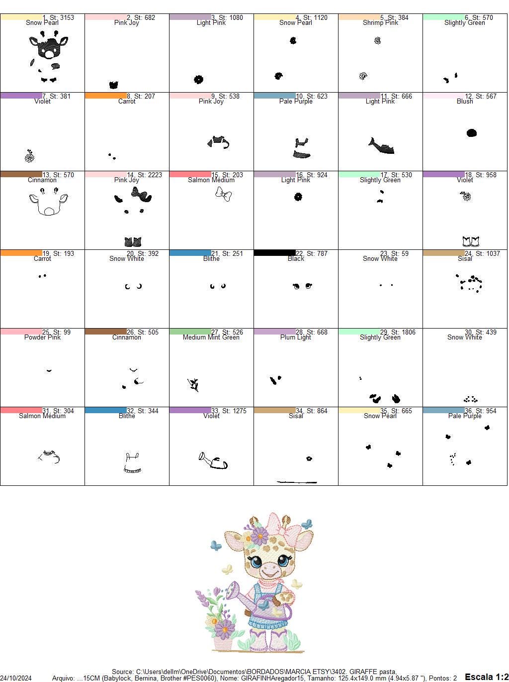 Giraffe with flowers embroidery design - Safari Animal embroidery designs machine embroidery pattern - Gardner Girl - Instant download pes