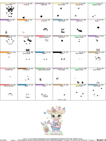 Giraffe with flowers embroidery design - Safari Animal embroidery designs machine embroidery pattern - Gardner Girl - Instant download pes