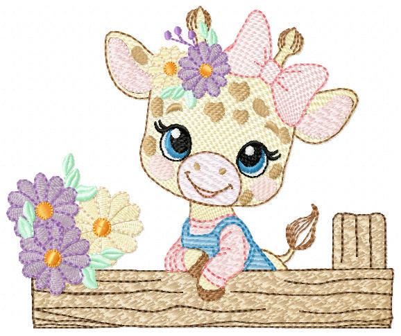 Giraffe embroidery designs - Safari animals embroidery design machine embroidery pattern - Baby girl embroidery file - instant download pes