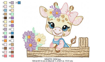 Giraffe embroidery designs - Safari animals embroidery design machine embroidery pattern - Baby girl embroidery file - instant download pes