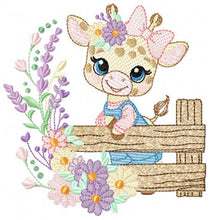 Load image into Gallery viewer, Giraffe embroidery designs - Safari animal embroidery design machine embroidery pattern - Giraffe with flowers - instant download pes jef
