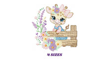 Load image into Gallery viewer, Giraffe embroidery designs - Safari animal embroidery design machine embroidery pattern - Giraffe with flowers - instant download pes jef
