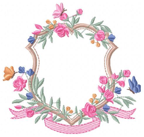 Frame with flowers embroidery designs - Floral Laurel Shield embroidery design machine embroidery pattern - Baby girl - instant download pes