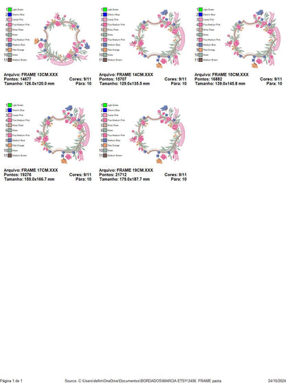 Frame with flowers embroidery designs - Floral Laurel Shield embroidery design machine embroidery pattern - Baby girl - instant download pes