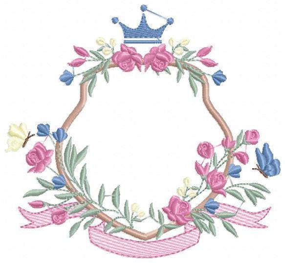 Frame with flowers embroidery designs - Floral Laurel Shield embroidery design machine embroidery pattern - Baby girl - instant download pes
