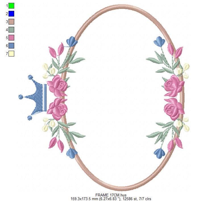 Frame with flowers embroidery designs - Floral Laurel Shield embroidery design machine embroidery pattern - Baby girl - instant download pes