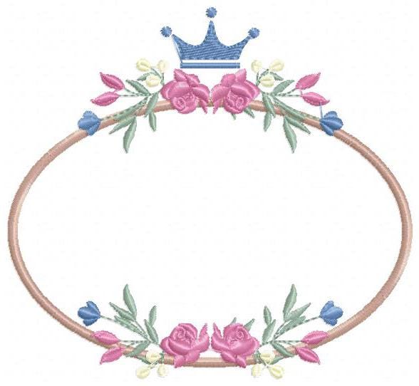 Frame with flowers embroidery designs - Floral Laurel Shield embroidery design machine embroidery pattern - Baby girl - instant download pes