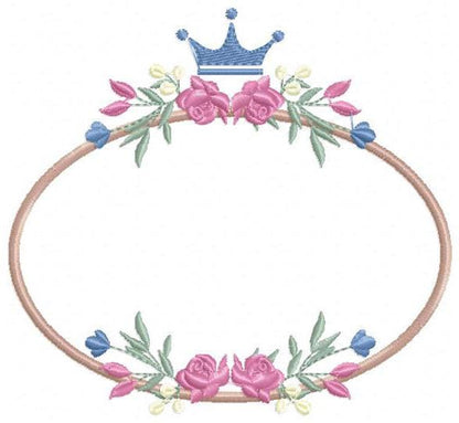 Frame with flowers embroidery designs - Floral Laurel Shield embroidery design machine embroidery pattern - Baby girl - instant download pes
