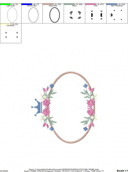 Frame with flowers embroidery designs - Floral Laurel Shield embroidery design machine embroidery pattern - Baby girl - instant download pes