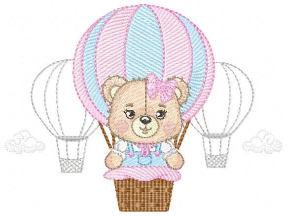 Bear embroidery designs - Hot air balloon embroidery design machine embroidery pattern - Nursery embroidery - Teddy bear Instant download
