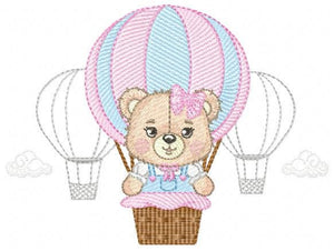 Bear embroidery designs - Hot air balloon embroidery design machine embroidery pattern - Nursery embroidery - Teddy bear Instant download