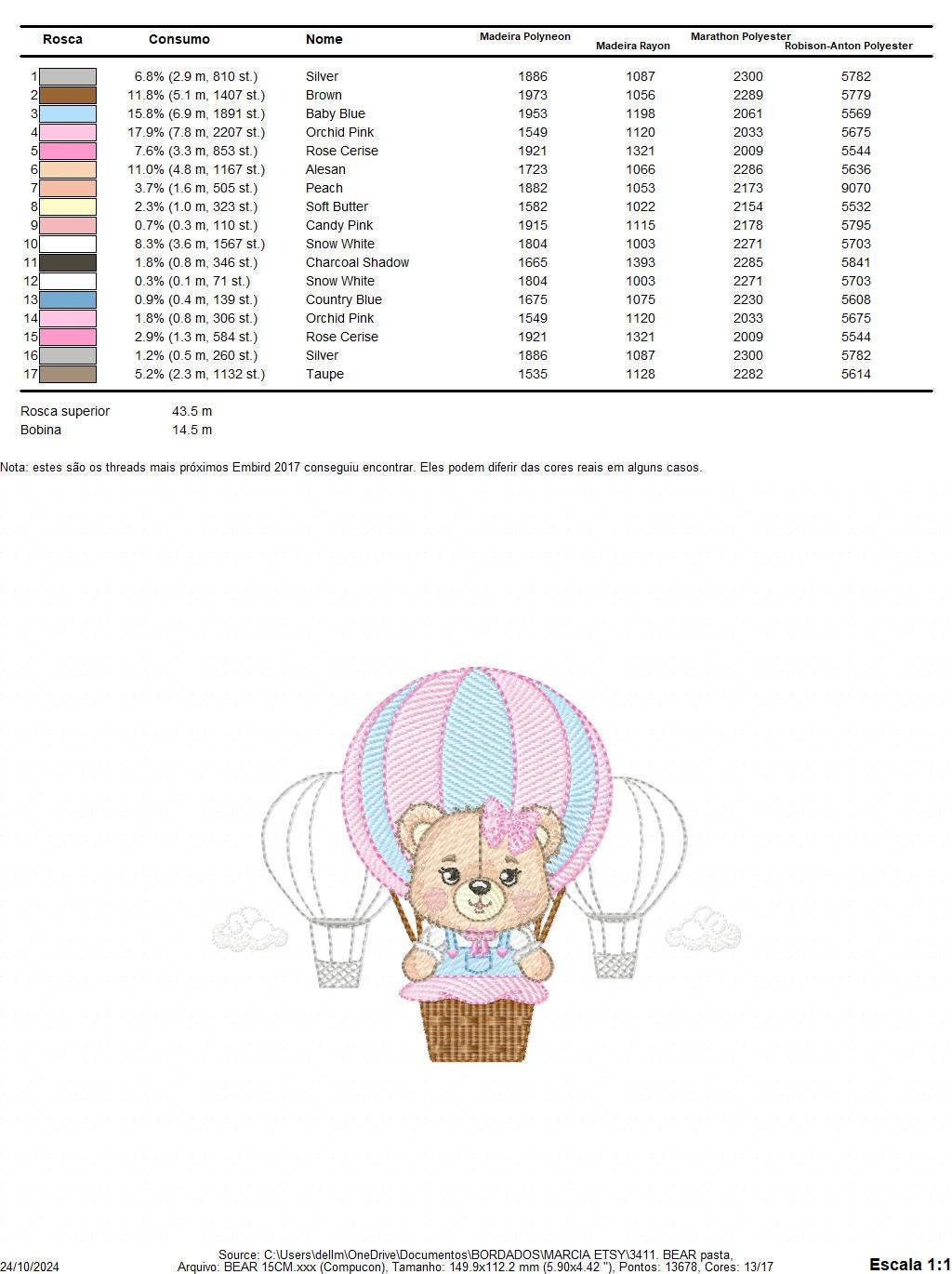 Bear embroidery designs - Hot air balloon embroidery design machine embroidery pattern - Nursery embroidery - Teddy bear Instant download