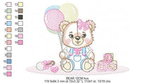 Load image into Gallery viewer, Bear with balloons embroidery designs - Teddy bear with toys embroidery design machine embroidery pattern - Baby party - Instant download
