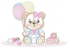 Load image into Gallery viewer, Bear with balloons embroidery designs - Teddy bear with toys embroidery design machine embroidery pattern - Baby party - Instant download
