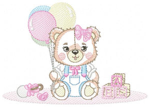 Bear with balloons embroidery designs - Teddy bear with toys embroidery design machine embroidery pattern - Baby party - Instant download