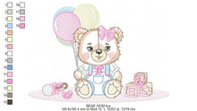 Load image into Gallery viewer, Bear with balloons embroidery designs - Teddy bear with toys embroidery design machine embroidery pattern - Baby party - Instant download
