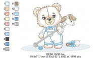 Load image into Gallery viewer, Bear playing with toys embroidery designs - Boy Bear with horse embroidery design machine embroidery pattern - instant download pes jef dst
