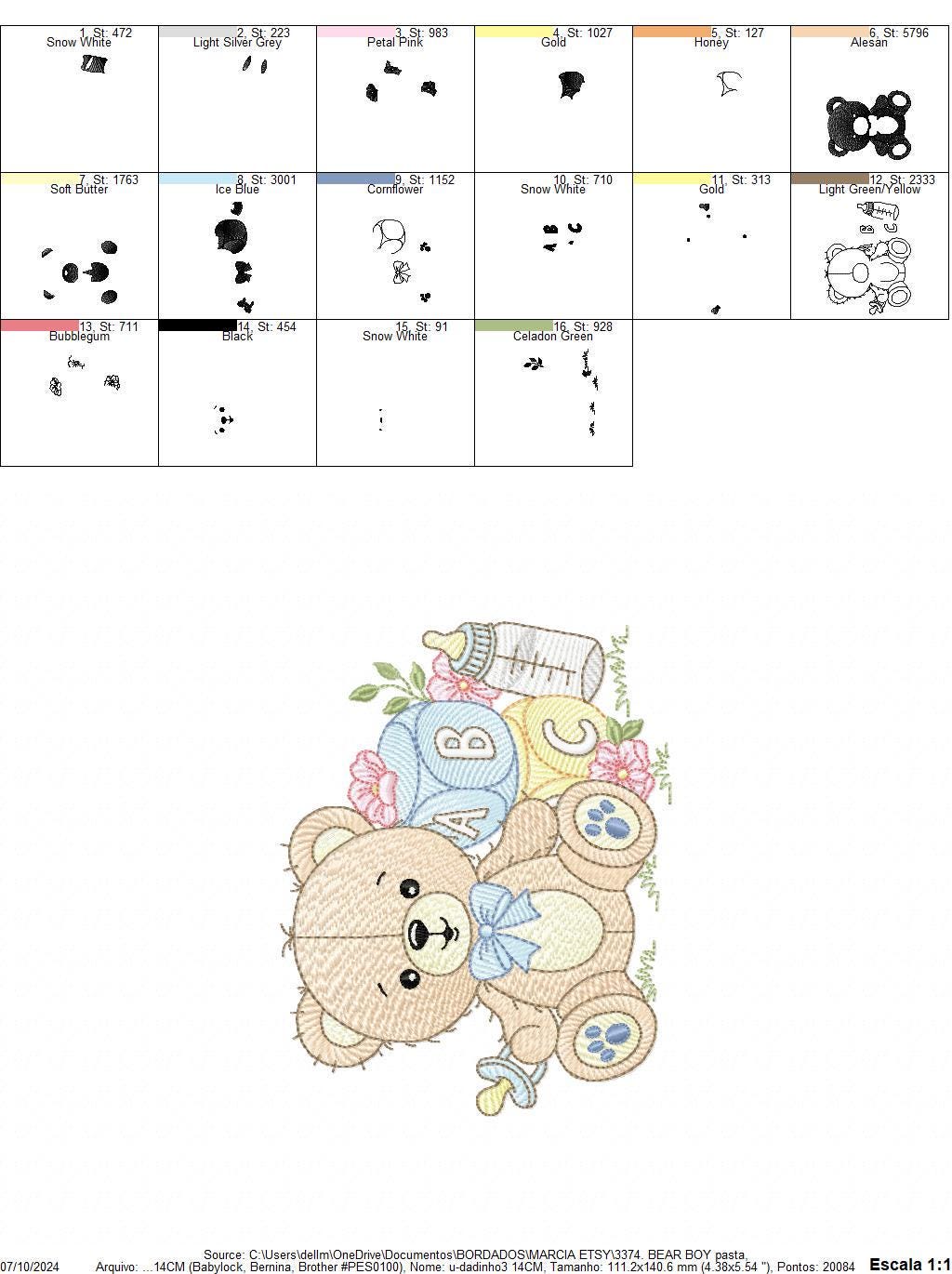 Boy Bear with baby bottle embroidery designs - Male Bear with pacifier embroidery design machine embroidery pattern - instant download pes
