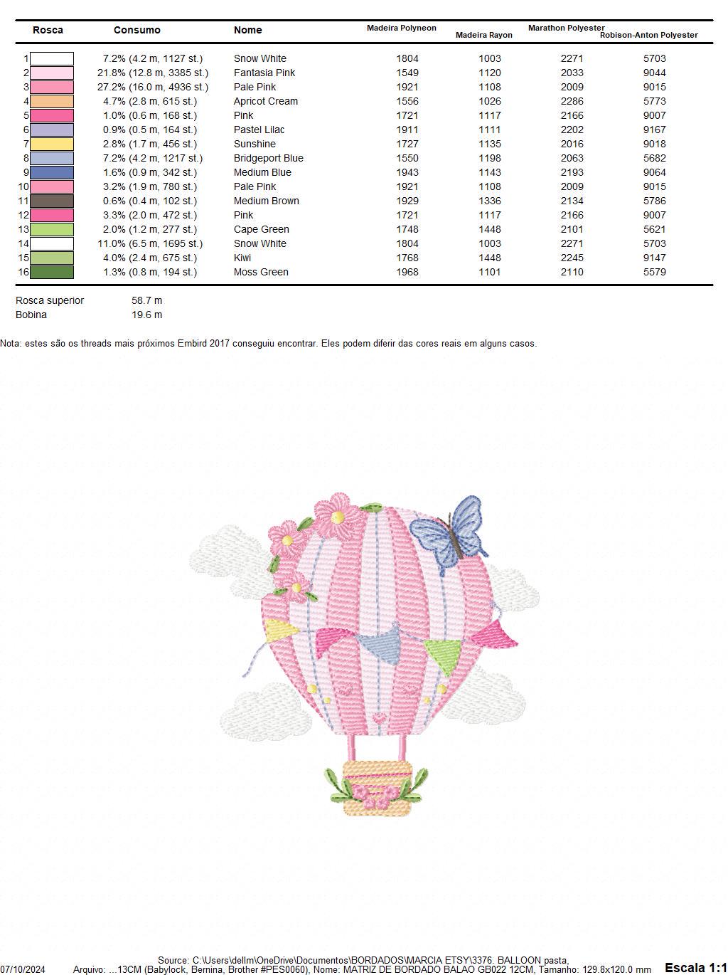 Hot air Balloon embroidery designs - Pink Balloon with flags and butterflies embroidery design machine embroidery pattern - instant download
