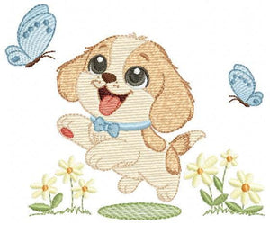 Male Dog embroidery designs - Happy running dog embroidery design machine embroidery pattern - Puppy embroidery file - instant download pes