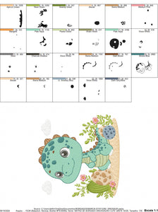 Dinosaur embroidery designs - Dino embroidery design machine embroidery pattern - Brontosaurus embroidery file - instant download pes jef