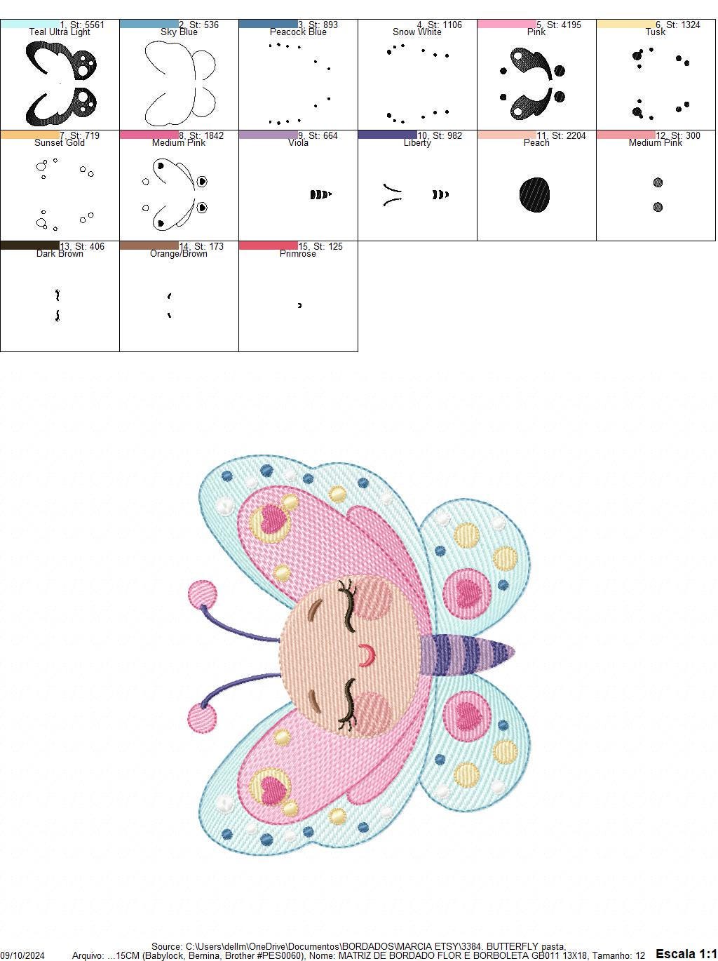 Butterfly with face embroidery design - Baby girl embroidery designs machine embroidery pattern - Colorful Butterfly - instant download pes