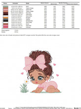 Load image into Gallery viewer, Baby Girl crawling embroidery designs - Toddler with lace and curly hair embroidery design machine embroidery pattern - instant download pes
