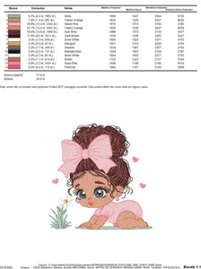 Baby Girl crawling embroidery designs - Toddler with lace and curly hair embroidery design machine embroidery pattern - instant download pes