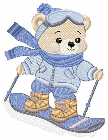 Ski Bear embroidery designs - Male Bear Skiing embroidery design machine embroidery pattern - Baby boy embroidery file - instant download