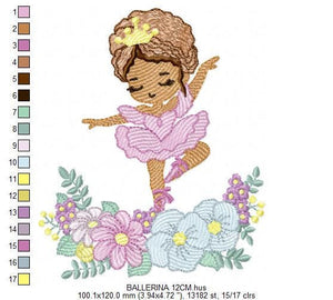 Ballerina embroidery designs - Ballet dancer with flowers embroidery design machine embroidery pattern - Baby girl file - instant download