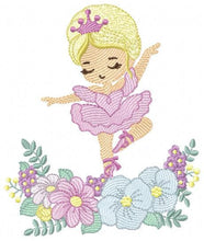 Laden Sie das Bild in den Galerie-Viewer, Ballerina embroidery designs - Ballet dancer with flowers embroidery design machine embroidery pattern - Baby girl file - instant download
