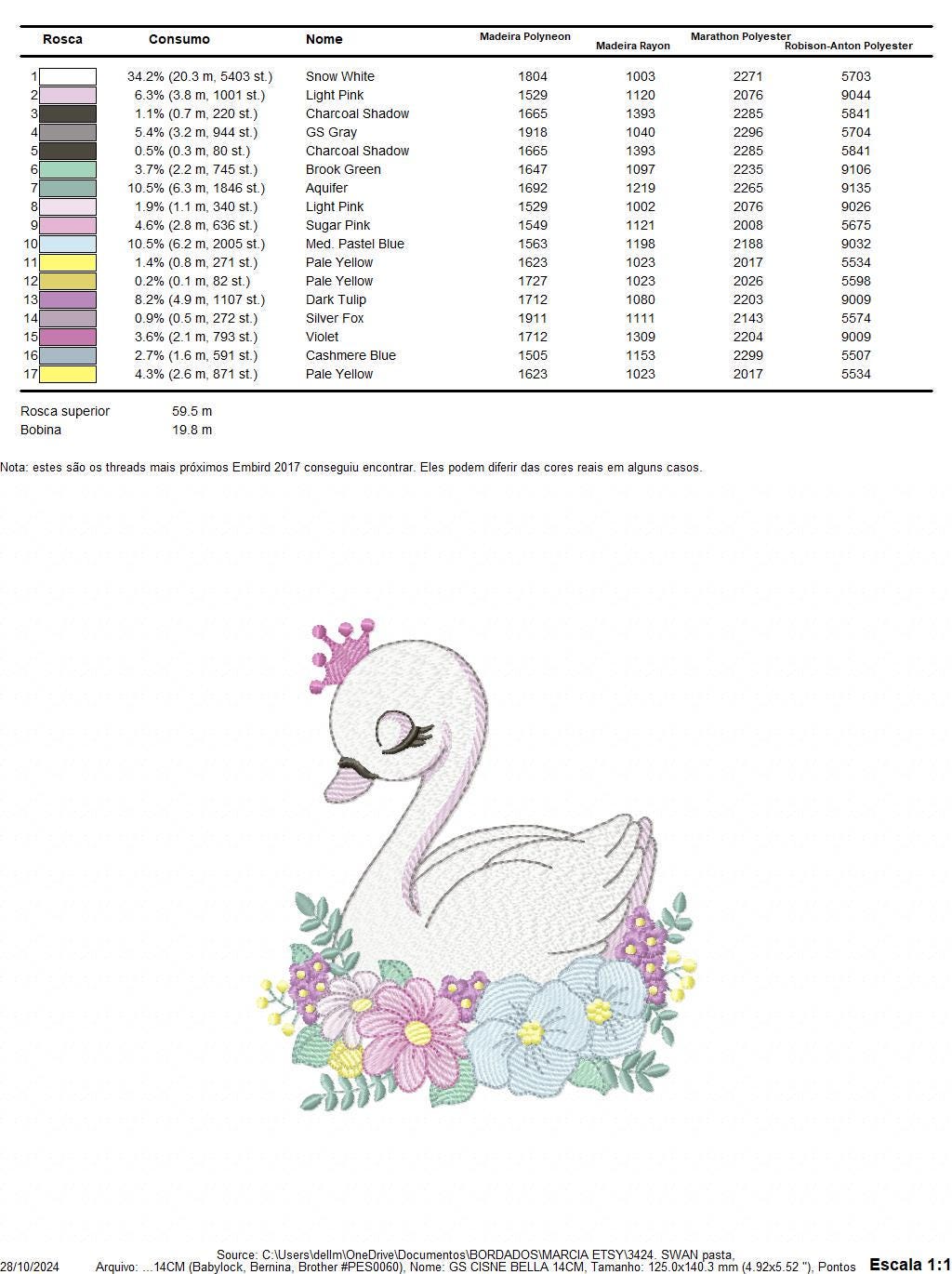Swan with crown embroidery designs - Baby Girl embroidery design machine embroidery pattern - Swan with flowers - Instant download pes jef