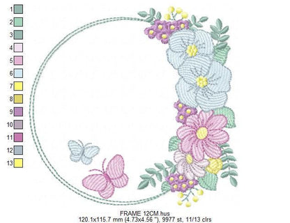 Frame with flowers embroidery designs - Floral Laurel Shape embroidery design machine embroidery pattern - Baby girl - instant download pes