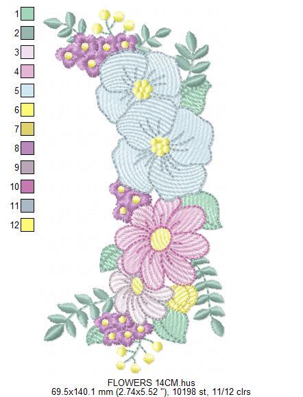 Flower Frame embroidery designs - Kitchen Towel Floral embroidery design machine embroidery pattern - Flower Wreath file - instant download