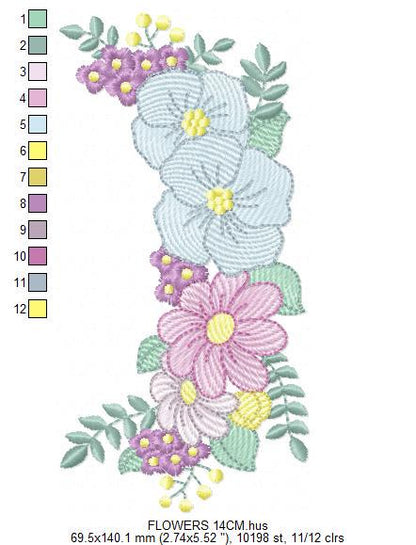 Flower Frame embroidery designs - Kitchen Towel Floral embroidery design machine embroidery pattern - Flower Wreath file - instant download
