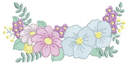Flower Frame embroidery designs - Kitchen Towel Floral embroidery design machine embroidery pattern - Flower Wreath file - instant download