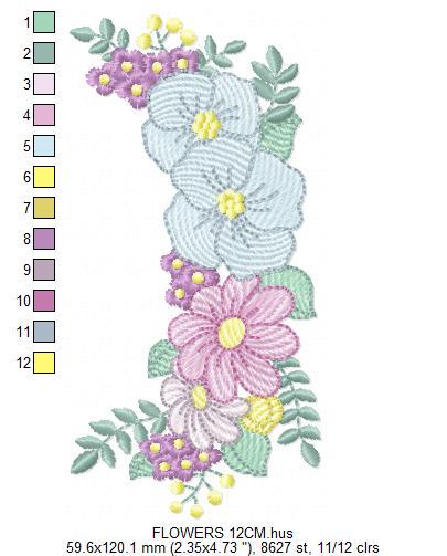 Flower Frame embroidery designs - Kitchen Towel Floral embroidery design machine embroidery pattern - Flower Wreath file - instant download
