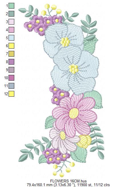 Flower Frame embroidery designs - Kitchen Towel Floral embroidery design machine embroidery pattern - Flower Wreath file - instant download