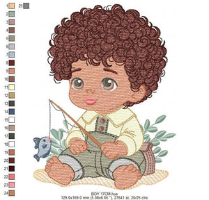 Baby boy embroidery design - Fishing boy embroidery designs machine embroidery pattern - Children toddler embroidery - instant download pes