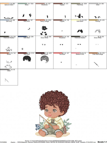 Baby boy embroidery design - Fishing boy embroidery designs machine embroidery pattern - Children toddler embroidery - instant download pes