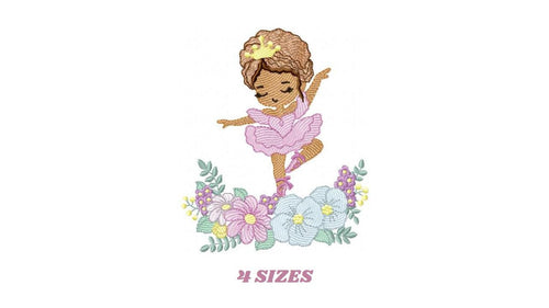 Ballerina embroidery designs - Ballet dancer with flowers embroidery design machine embroidery pattern - Baby girl file - instant download