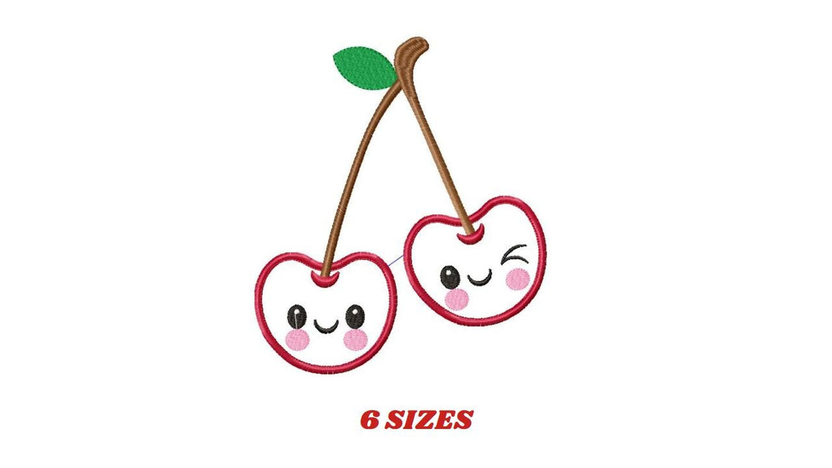 Cherry embroidery designs - Fruit embroidery design machine embroidery pattern - Kitchen embroidery file - Cherry applique design pes jef